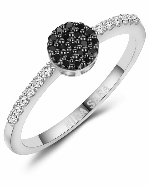 Aanzoeksring verlovingsring witgoud wit & zwarte zirkonia of diamanten model 16331