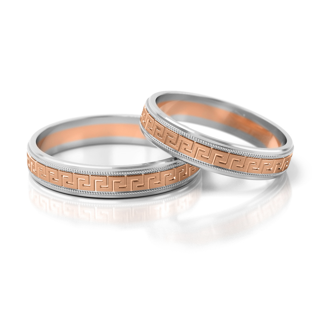 Trouwringen Goud model 82125 | Roségoud met Witgoud