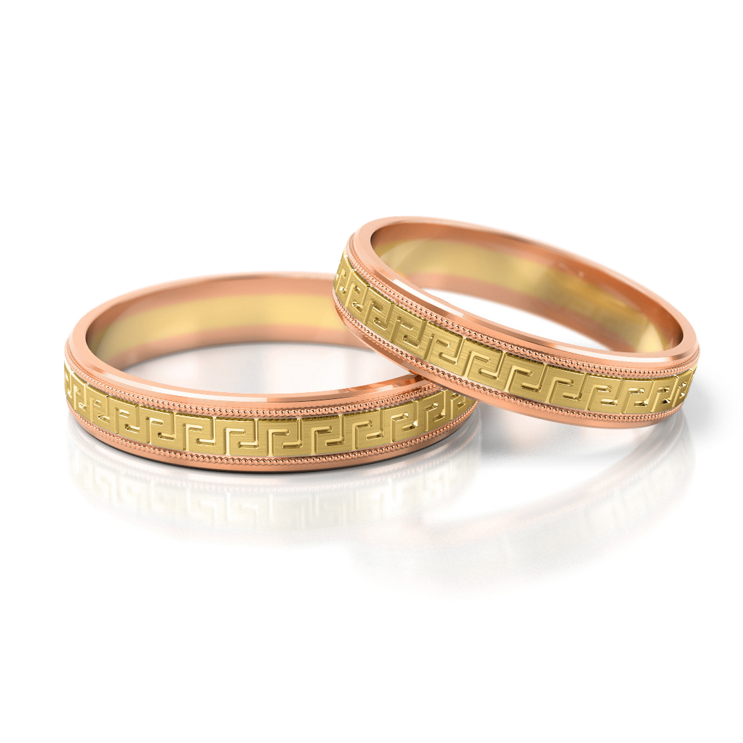 Trouwringen Goud model 82125 | Geelgoud met Roségoud