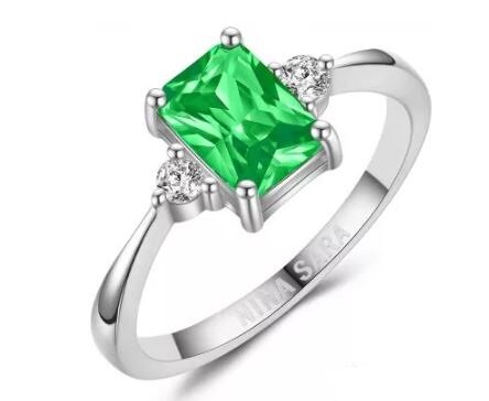 Aanzoeksring verlovingsring witgoud (synthetisch) smaragd model 16481