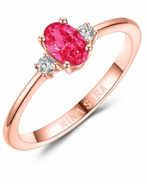 Aanzoeksring verlovingsring roségoud (synthetisch) robijn model 16641