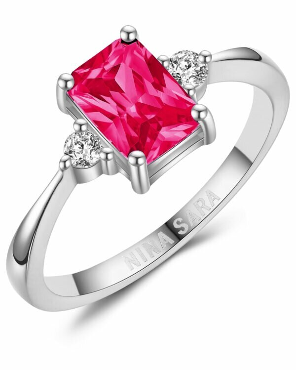 Aanzoeksring verlovingsring witgoud (synthetisch) robijn model 16491