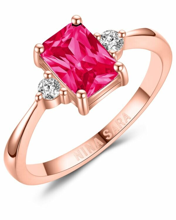 Aanzoeksring verlovingsring roségoud (synthetisch) robijn model 16491
