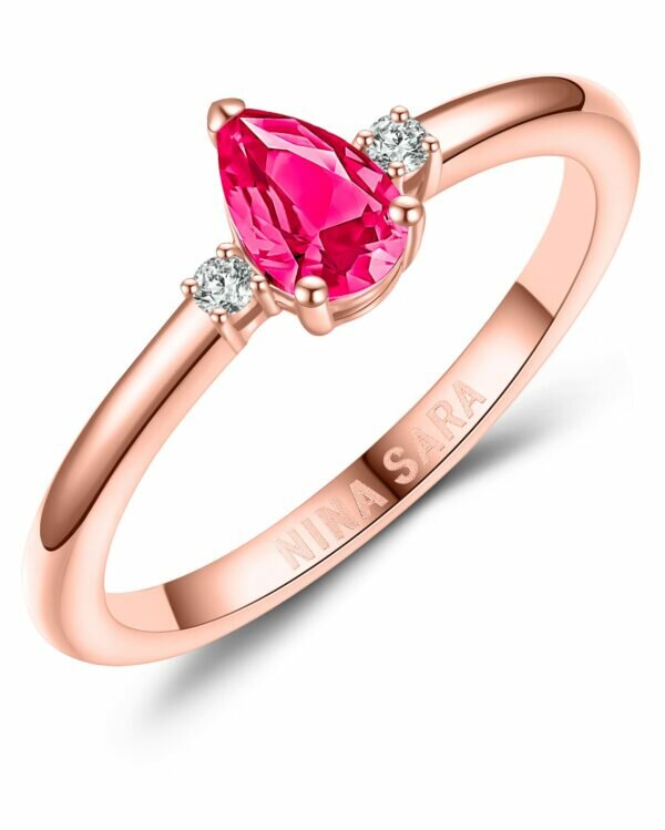 Aanzoeksring verlovingsring roségoud (synthetisch) robijn model 16431