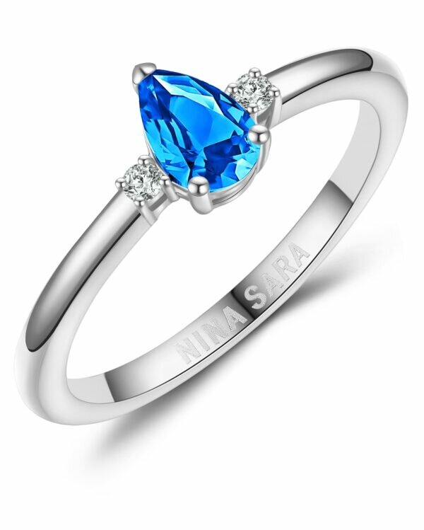 Aanzoeksring verlovingsring witlgoud (synthetisch) saffier model 16431