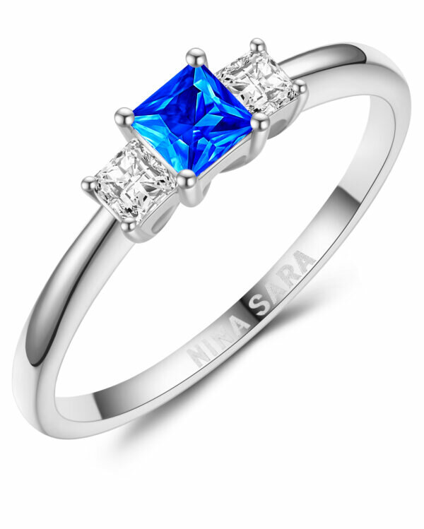 Aanzoeksring verlovingsring witgoud (synthetisch) saffier model 16381