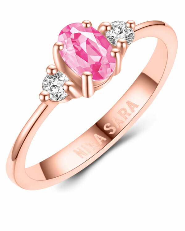 Aanzoeksring verlovingsring roségoud (synthetisch) roze saffier model 16391