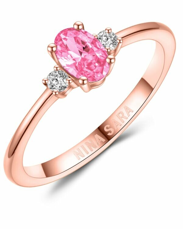 Aanzoeksring verlovingsring roségoud (synthetisch) roze saffier model 16641