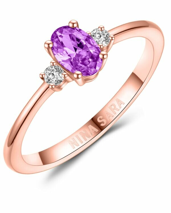 Aanzoeksring verlovingsring roségoud (synthetisch) tanzaniet model 16641