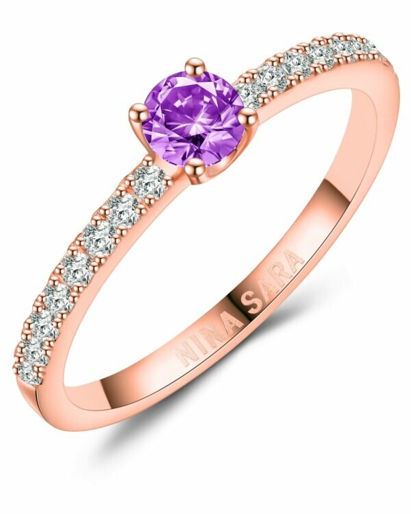 Aanzoeksring verlovingsring roségoud (synthetisch) tanzaniet model 16521