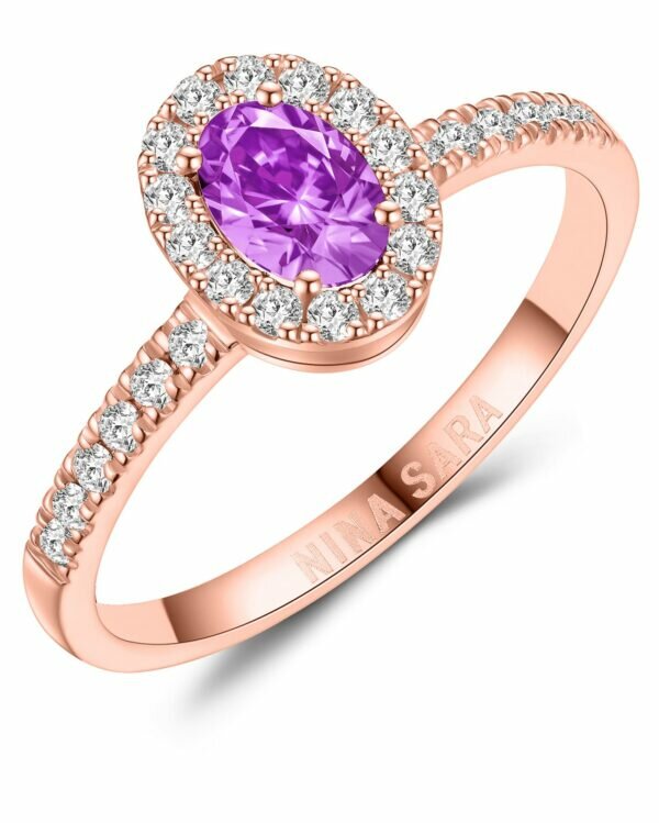 Aanzoeksring verlovingsring roségoud (synthetisch) tanzaniet model 16421