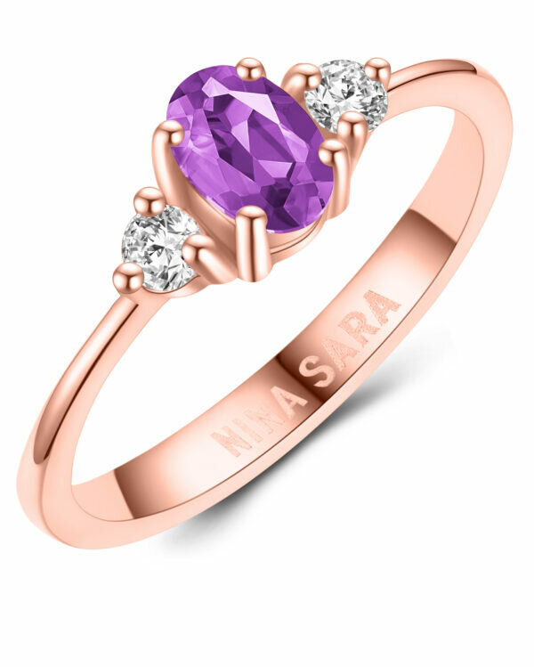 Aanzoeksring verlovingsring roségoud (synthetisch) tanzaniet model 16391