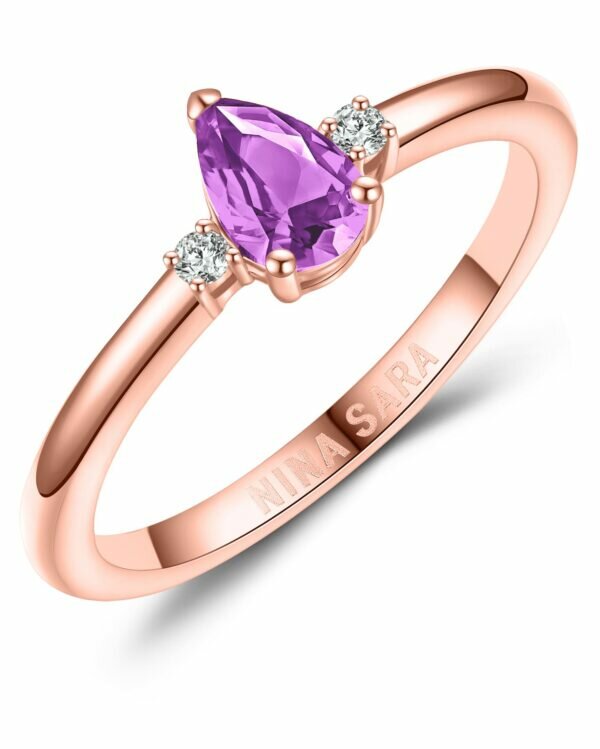 Aanzoeksring verlovingsring roségoud (synthetisch) tanzaniet model 16431