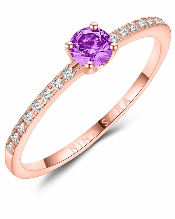 Aanzoeksring verlovingsring roségoud (synthetisch) tanzaniet model 16531