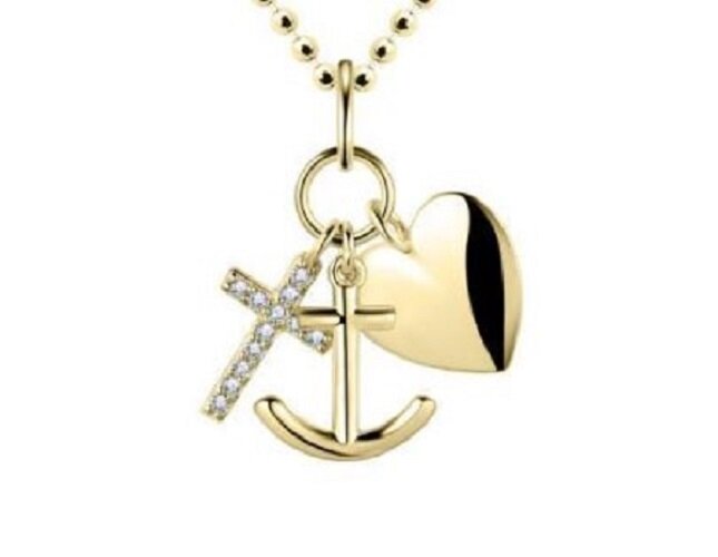 Halsketting geloof hoop & liefde gold plated zirkonia model J