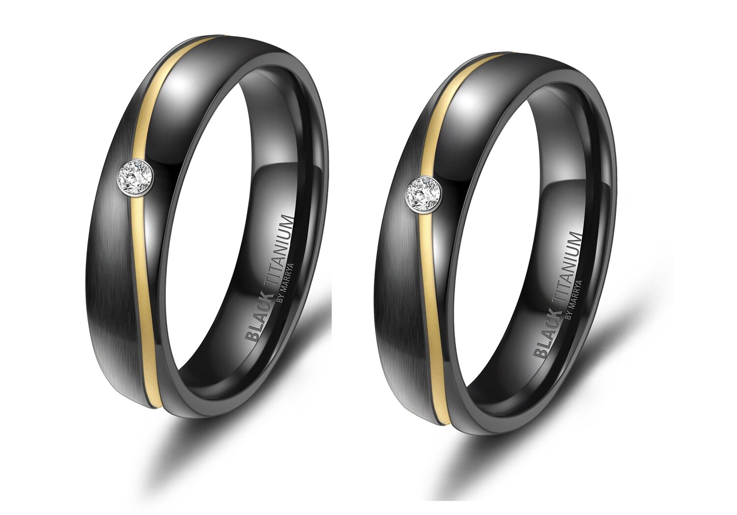 Vriendschapsringen Zwart Titanium Zirkonia model 1013 | Stel uw eigen set samen