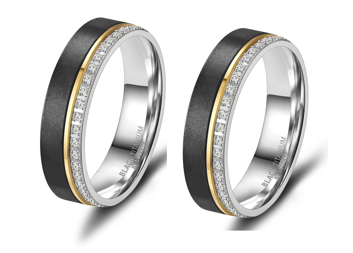 Vriendschapsringen Zwart Titanium Zirkonia model 1024 | Stel uw eigen set samen