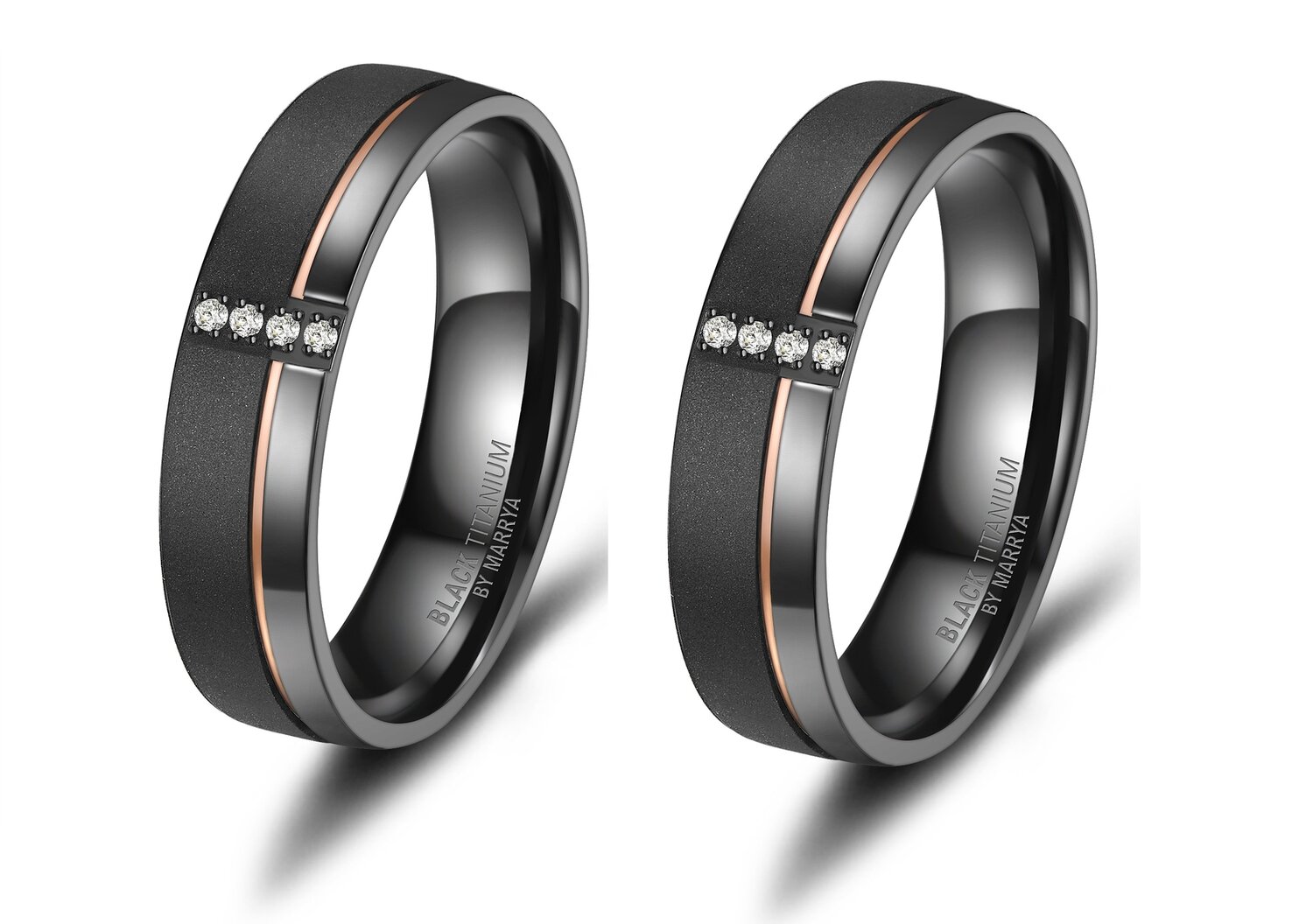 Vriendschapsringen Zwart Titanium Zirkonia model 1049 | Stel uw eigen set samen