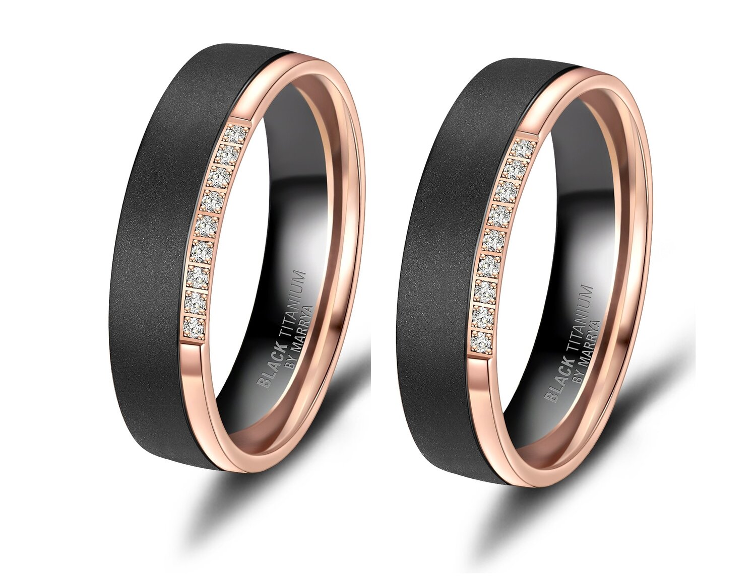 Vriendschapsringen Zwart Titanium Zirkonia model 1061 | Stel uw eigen set samen