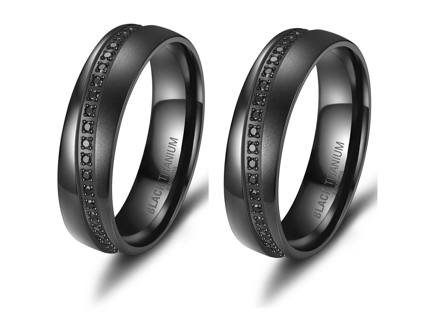 Vriendschapsringen Zwart Titanium Zirkonia model 1089 | Stel uw eigen set samen