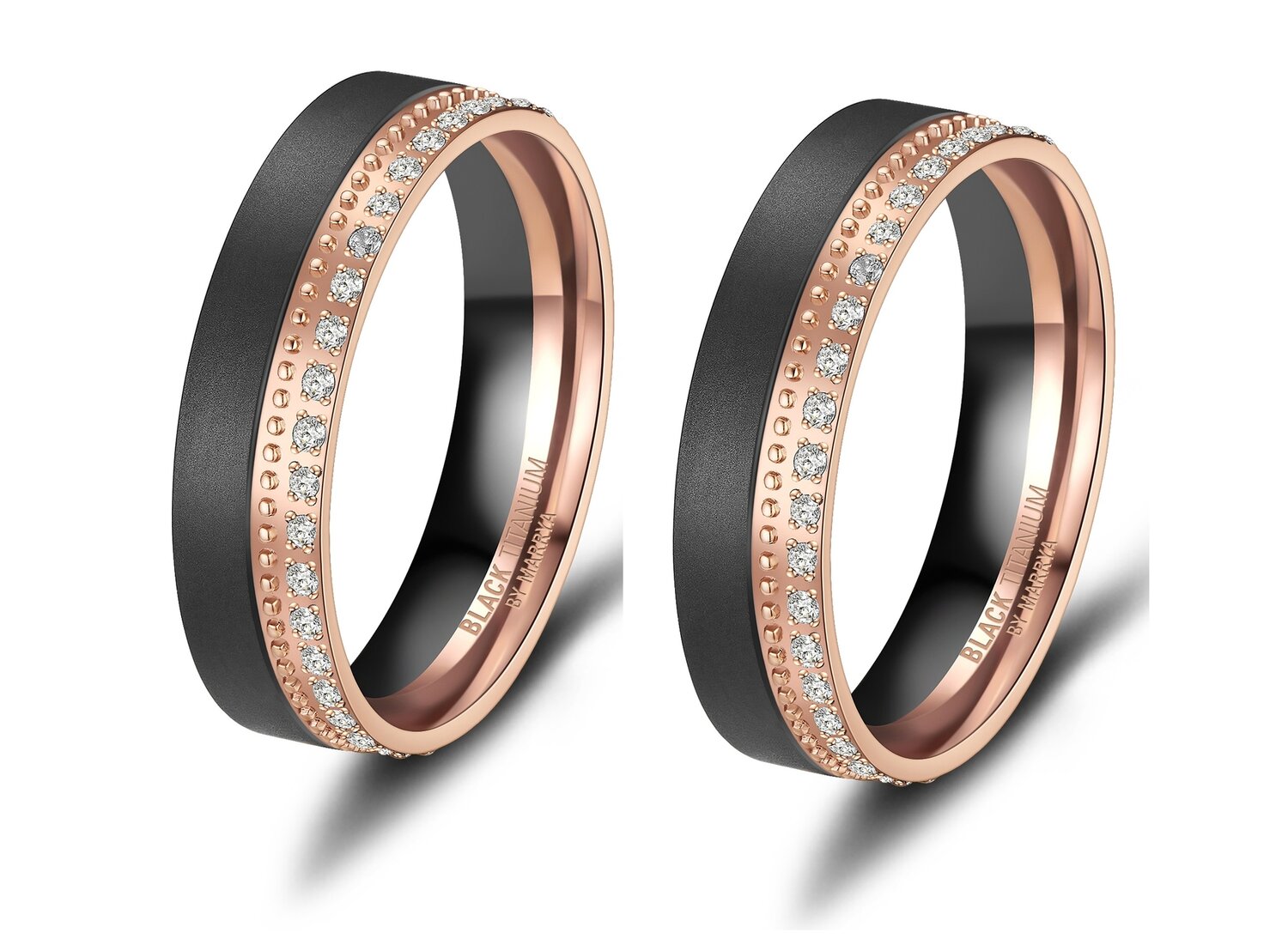 Vriendschapsringen Zwart Titanium Zirkonia model 1092 | Stel uw eigen set samen