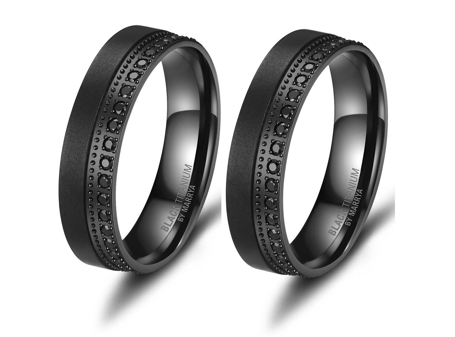 Vriendschapsringen Zwart Titanium Zirkonia model 1108 | Stel uw eigen set samen