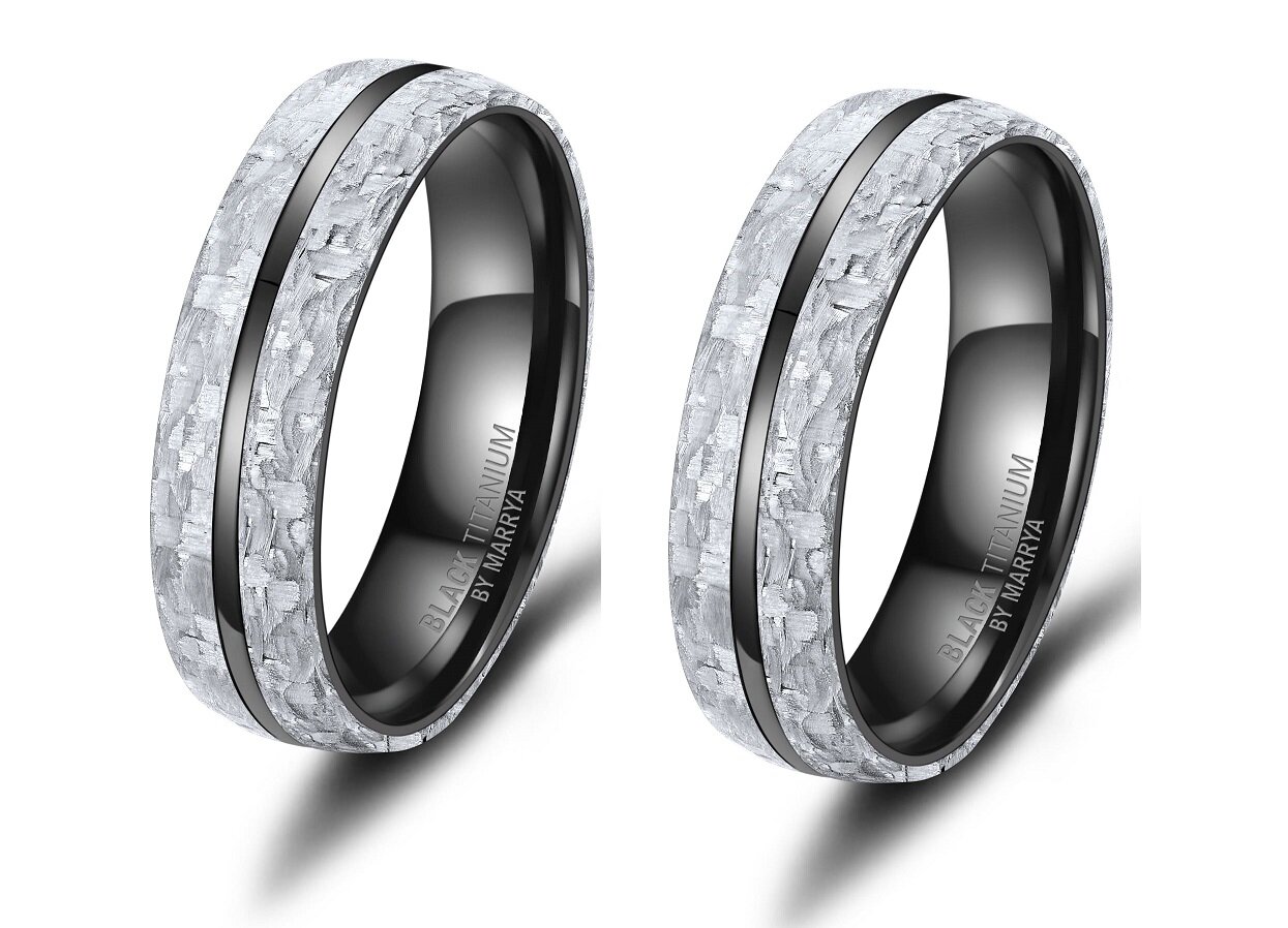 Trouwringen Mannen Zwart Titanium model 3195 | Stel uw eigen set samen