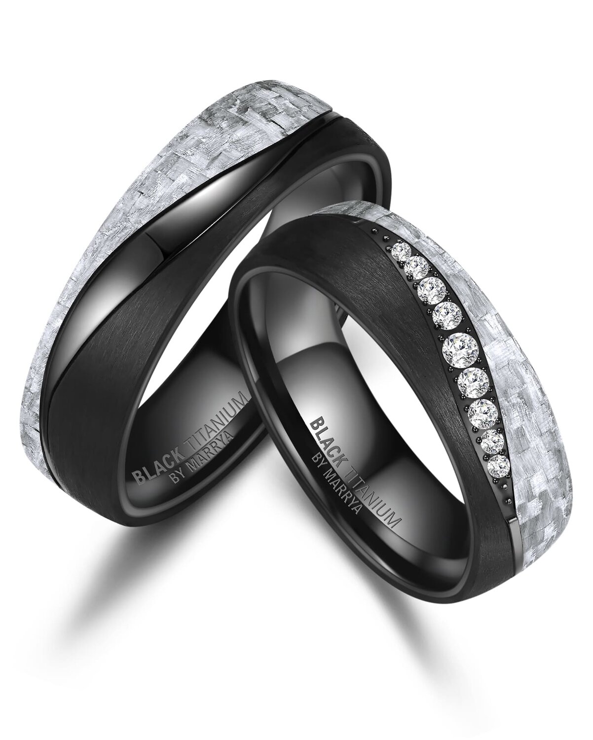 Vriendschapsringen Zwart Titanium Diamant model 3198 | Stel uw eigen set samen