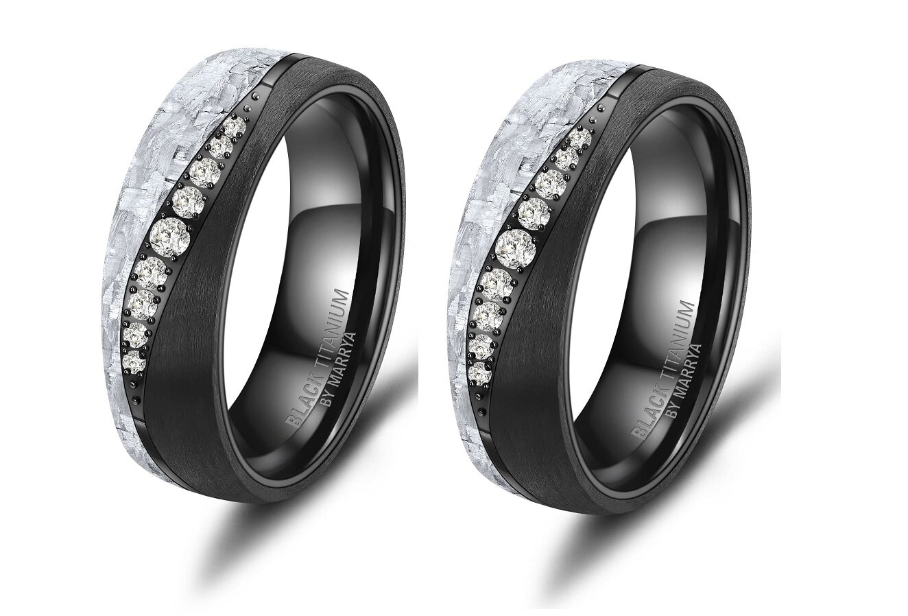 Vriendschapsringen Zwart Titanium Diamanten model 3198 | Stel uw eigen set samen