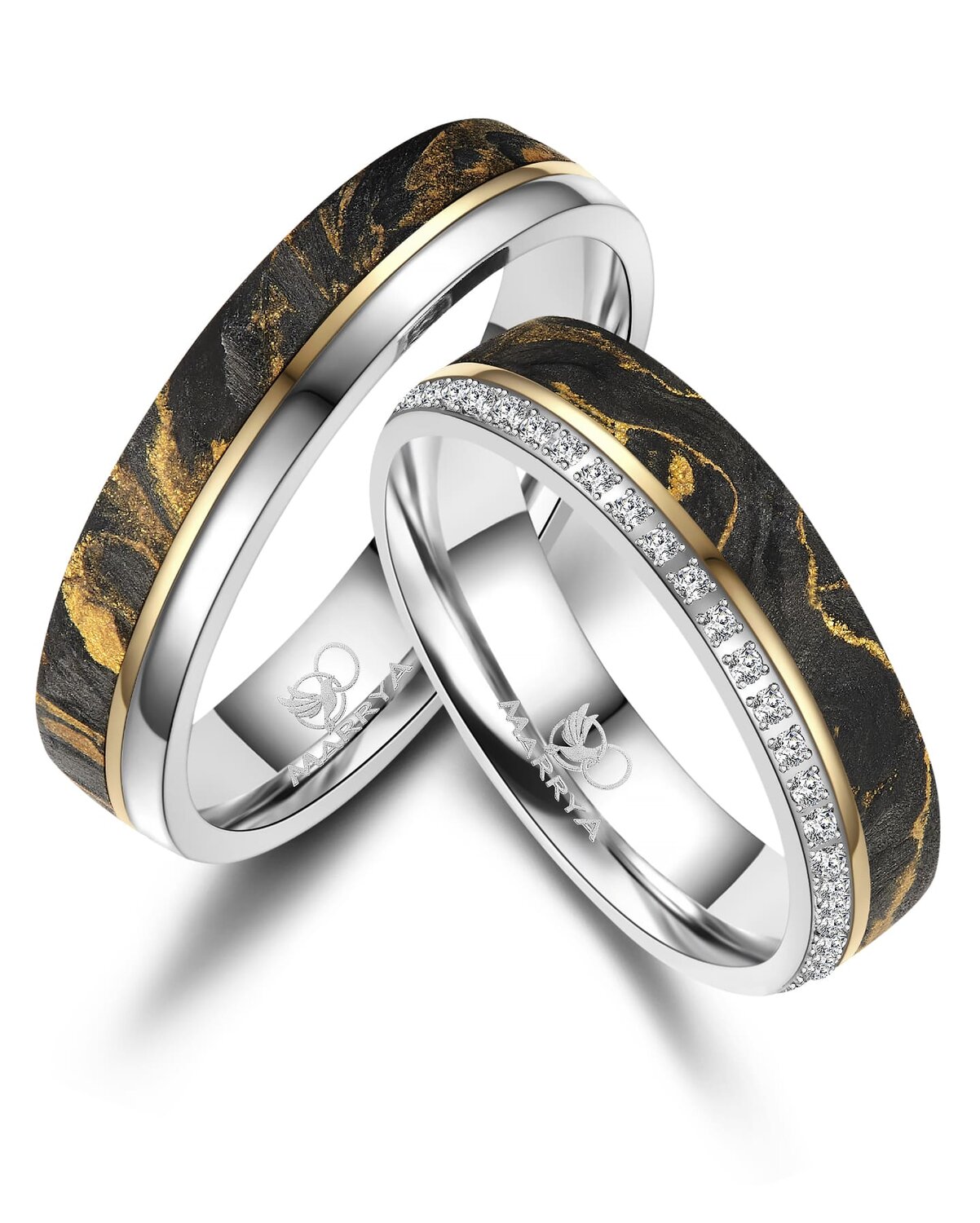 Trouwringen Carbon & Edelstaal model 3203 | Stel uw eigen set samen