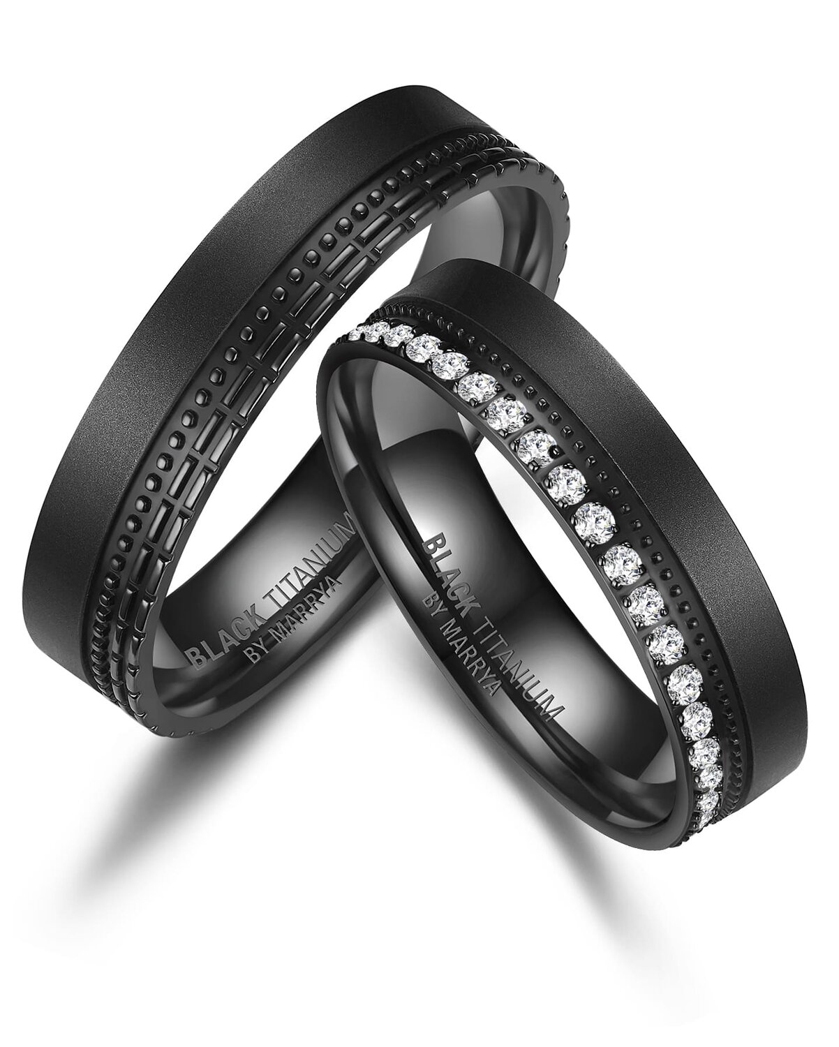 Trouwringen Zwart Titanium Diamanten model 3207 | Stel uw eigen set samen