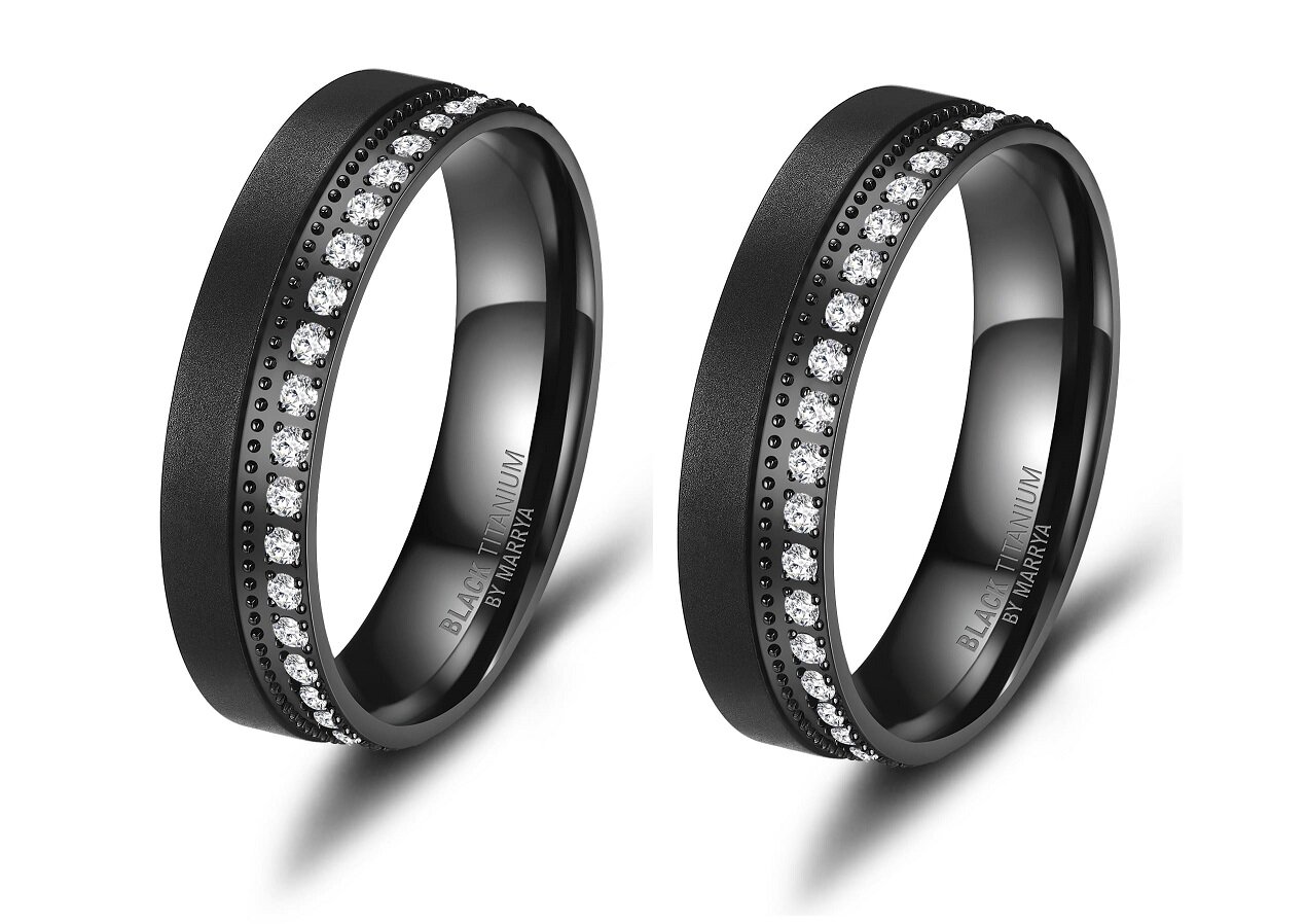 Trouwringen Vrouwen Zwart Titanium Diamanten model 3207 | Stel uw eigen set samen