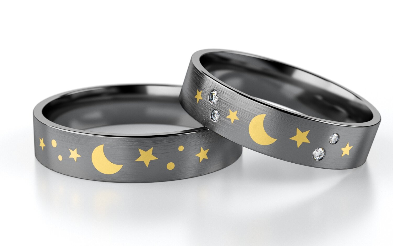 Trouwringen Tantaal  model Moonlight | Stel uw eigen set samen