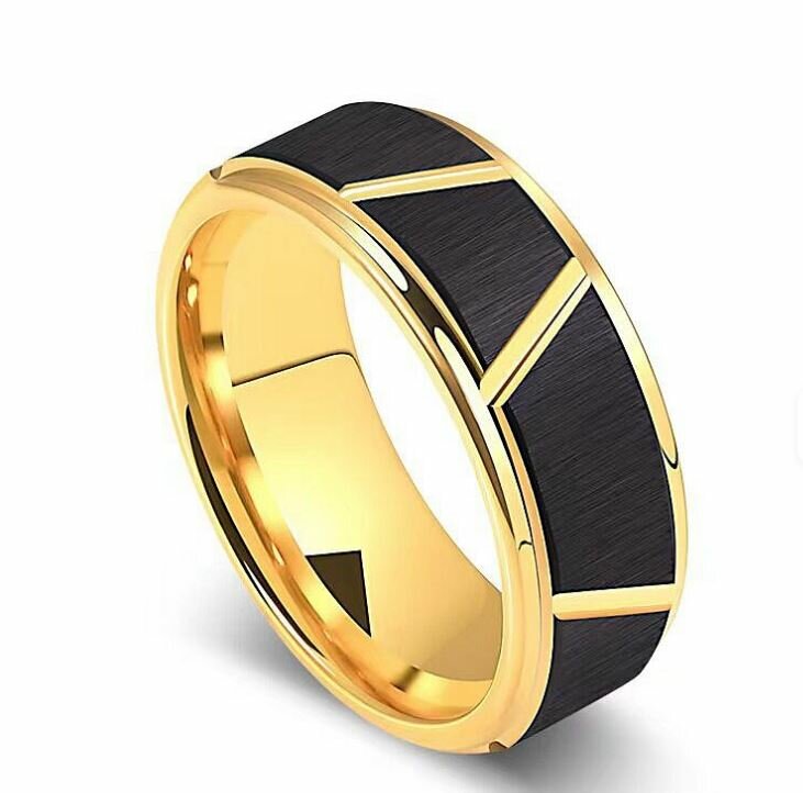 Ring gold plated & zwart model 121