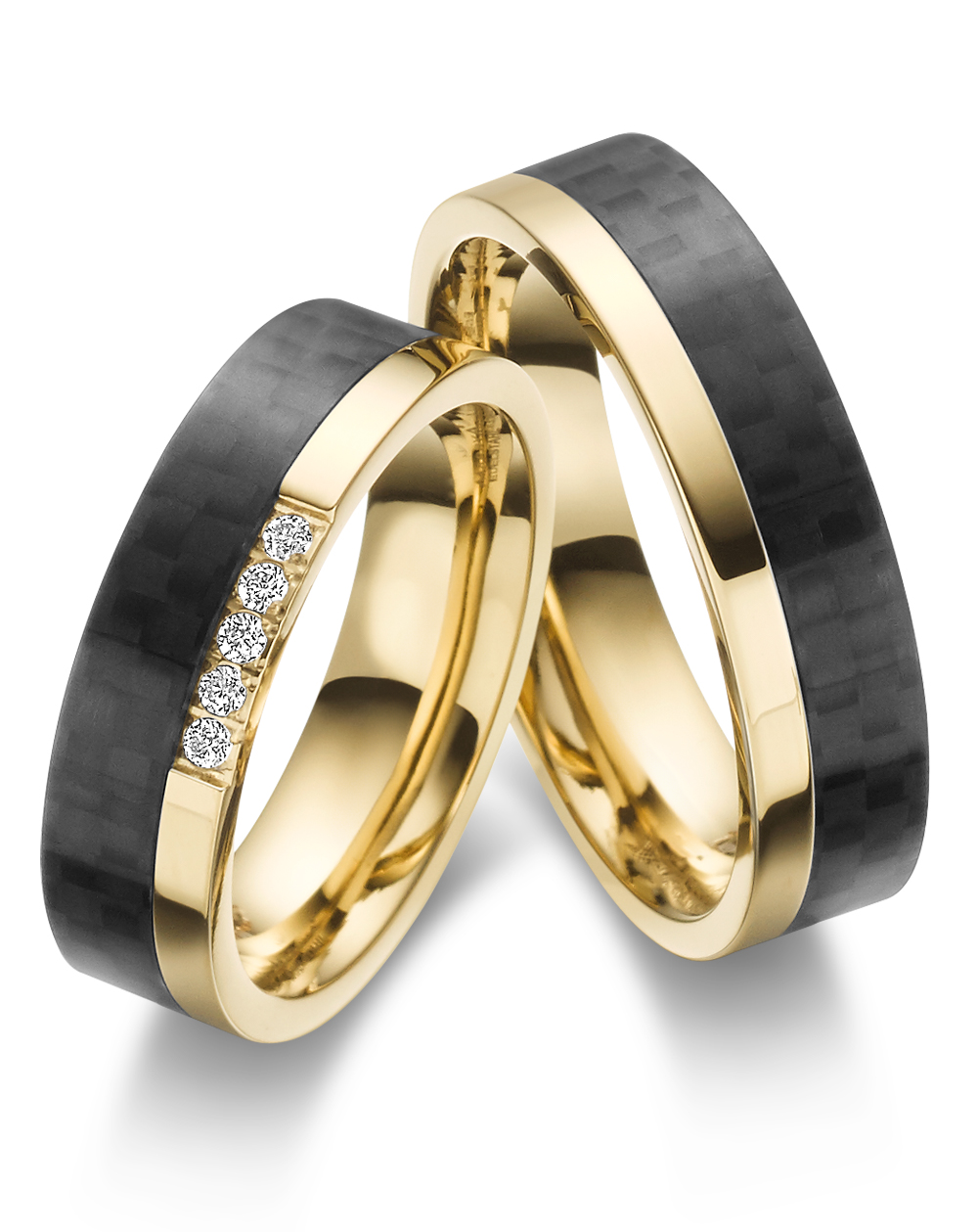 Trouwringen Edelstaal & Carbon model DG | Stel uw eigen set samen