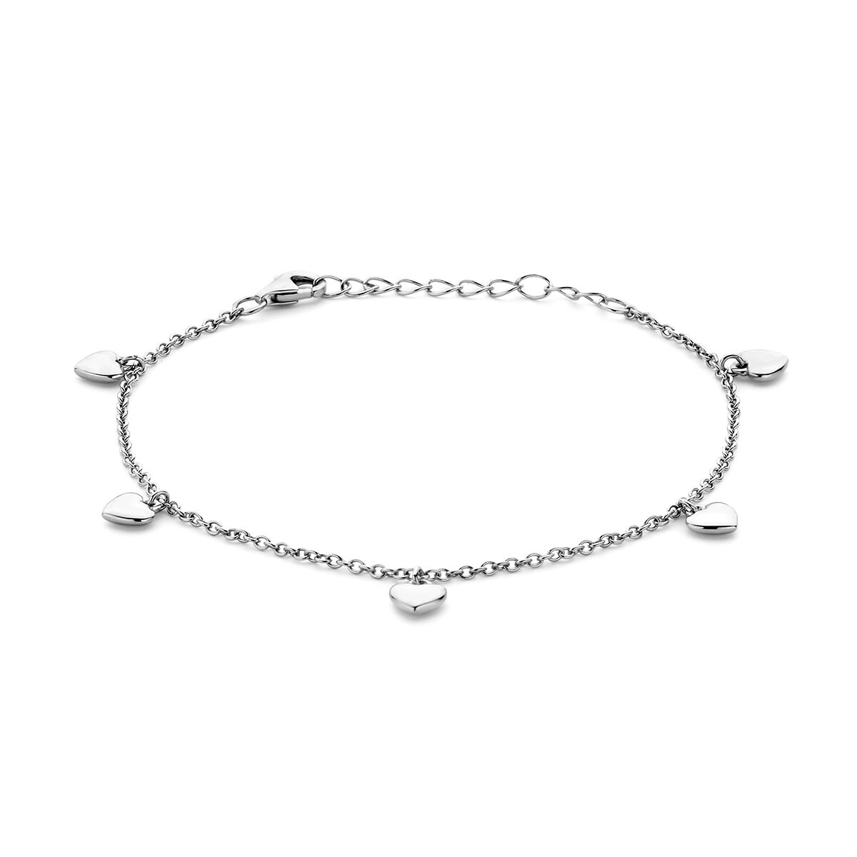 Armband 925 zilver 5 hartjes verstelbaar model BS