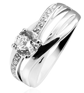 Schitterende Zilveren Brede Ring met Swarovski ® Zirkonia"s model 118