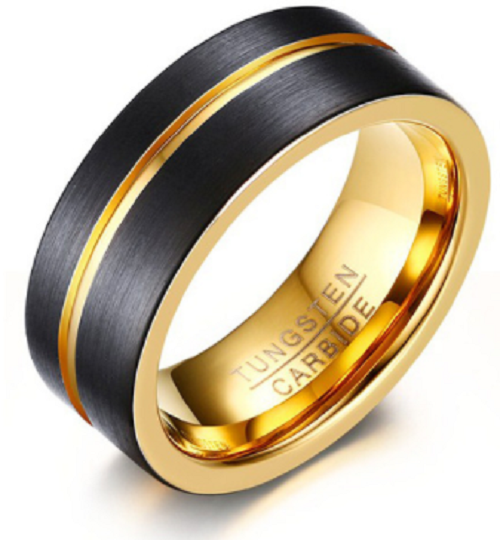 Schitterende Wolfraamcarbide Gold & Black Ring model 108