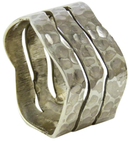 Schitterende Zilveren Ambachtelijke Ring