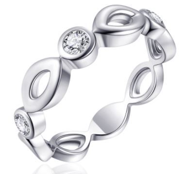 Schitterende Zilveren Ring Rondjes en Swarovski ® Zirkonia's model 165