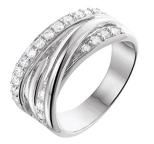 Schitterende Zilveren Ring met Zirkonia's model 180