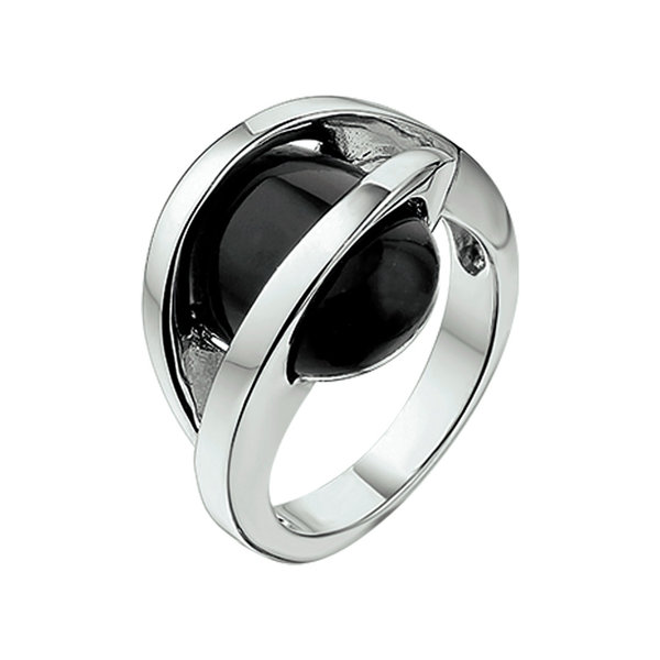 Schitterende Zilveren Onyx Ring model 183