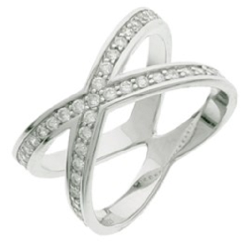 Schitterende Zilveren Bridge Ring met Swarovski ® Zirkonia model 190
