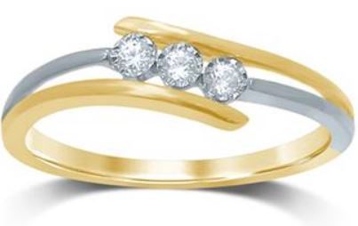 Schitterende 14K Geel Wit Gouden Ring Diamant model 201