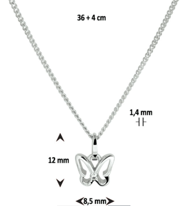 Schitterende Zilveren Halsketting met Vlinder en Zirkonia
