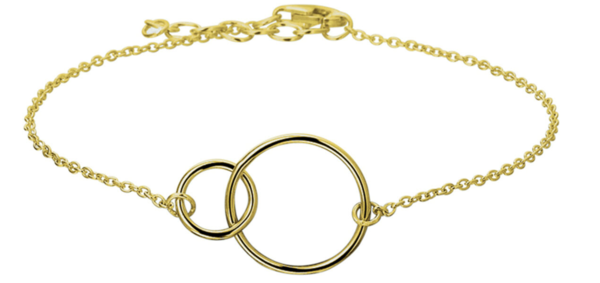 Schitterende Goudkleurige Zilveren Armband met Open Cirkels (model Q)