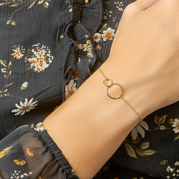 Schitterende Goudkleurige Zilveren Armband met Open Cirkels (model Q)
