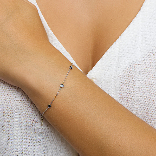 Schitterende Zilveren Armband met Onyx Steentjes (model T)