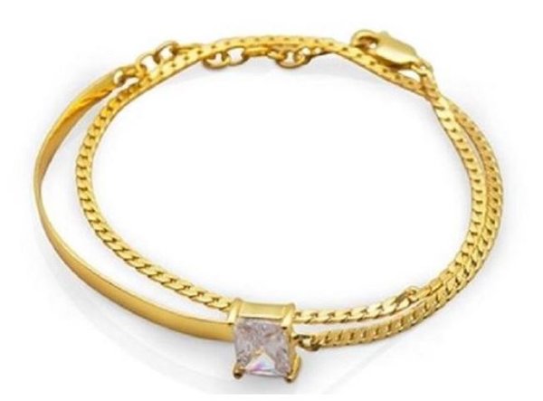 Schitterende 18K Gold Plated Armband met Schitterende Zirkonia Steen