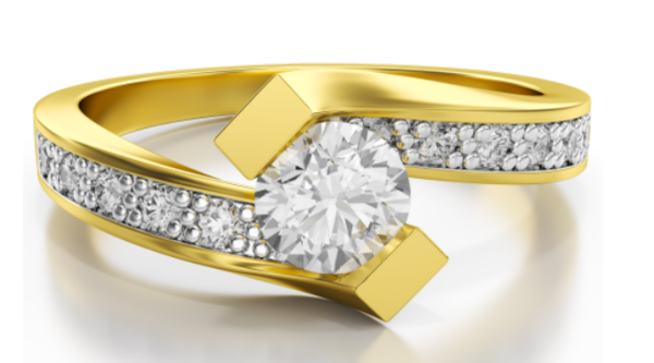 Schitterende Aanzoeksring 14K Geel Goud met Diamant MODEL 02